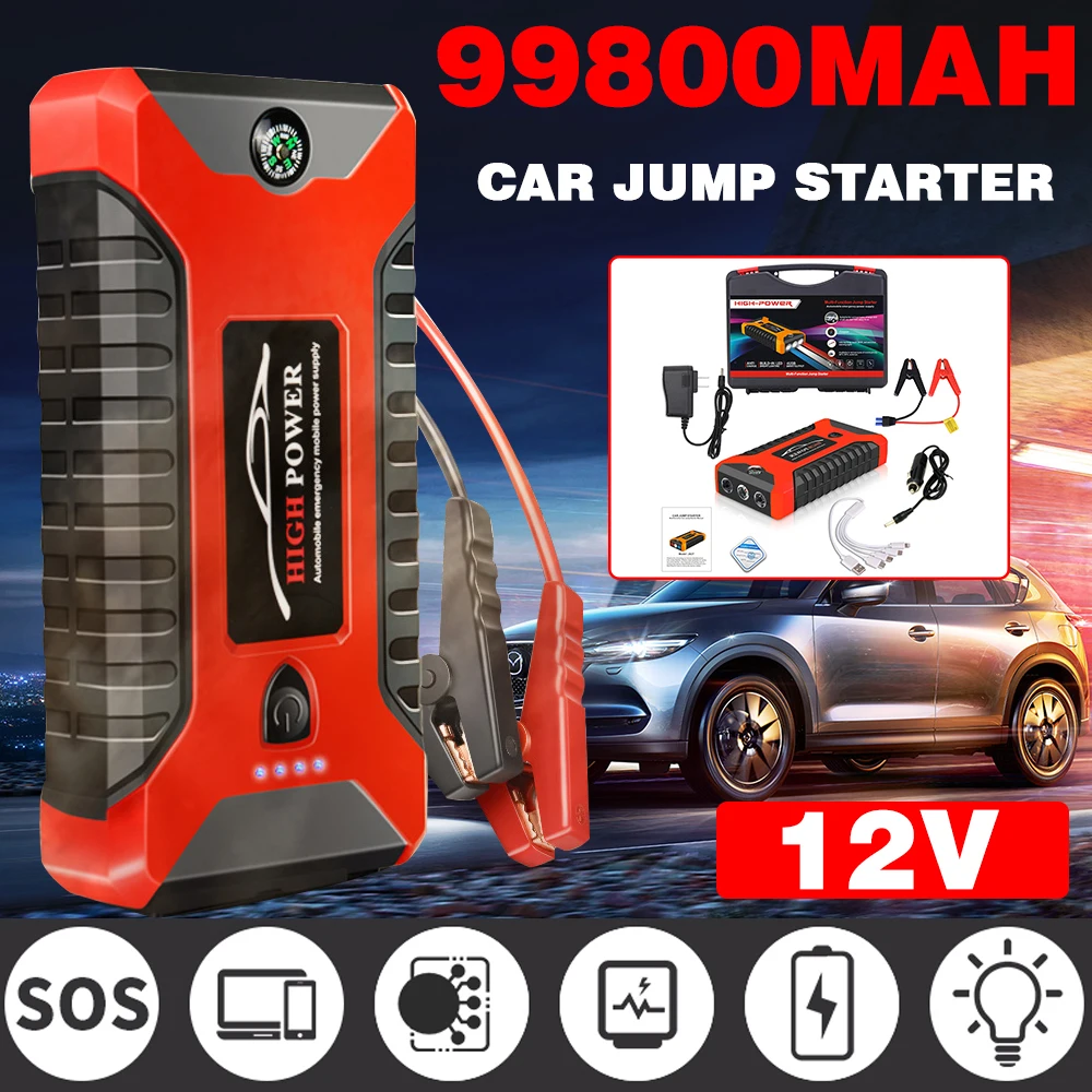 99800mACarJumpStarter600A12VOutputPortableEmergencyStartup