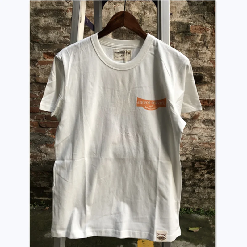 Spring Summer New Retro Motorcycle Letter Printed T-shirt 200g Round Neck Short-sleeved Outdoor Hiking Trekking Students Clothes