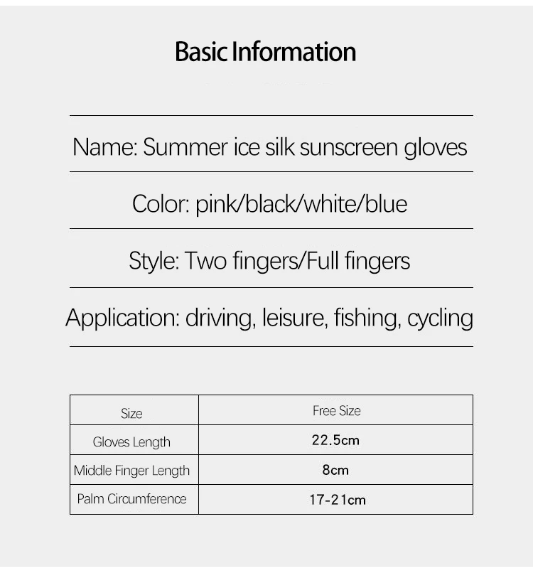 Sommer-Eisseiden-Handschuhe Sonnenschutz Damen Kühlende Zwei-Finger-Fahrradhandschuhe Schlanke Fahrhandschuhe Dünn Atmungsaktiv Kühl Outdoor Touchscreen-Handschuhe – Detail 8