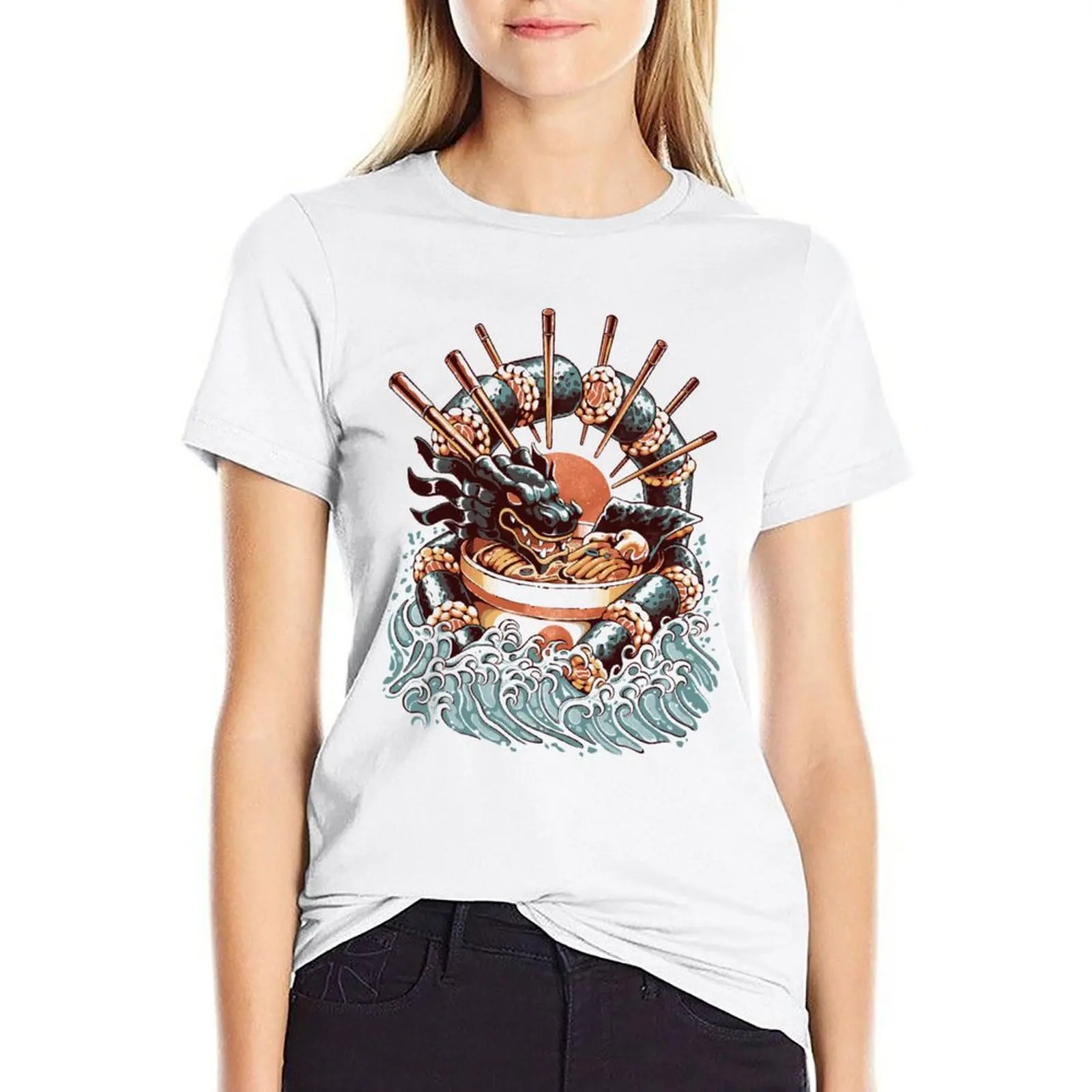 

Dragon Sushi Ramen T-Shirt workout shirts for Women loose fit cropped t shirts for Women western t shirts for Women