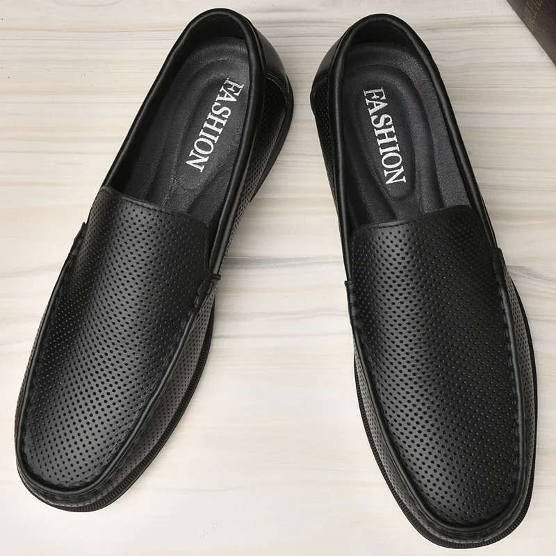 Genuine Leather Mens Shoes New Design Casual Loafers Slip-on Business Dress Shoes Comfortable Driving Footwear Classic Moccasins