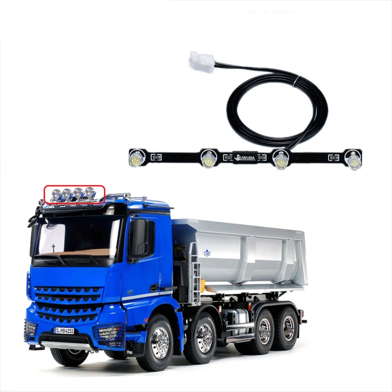 Led Cockpit Roof Spotlight Pcb Board Lamp Upgrade Parts Per 1/14 Tamiya Rc Truck Trailer Mercedes Benz 56366 Arocs 4151 8 × 4 Part