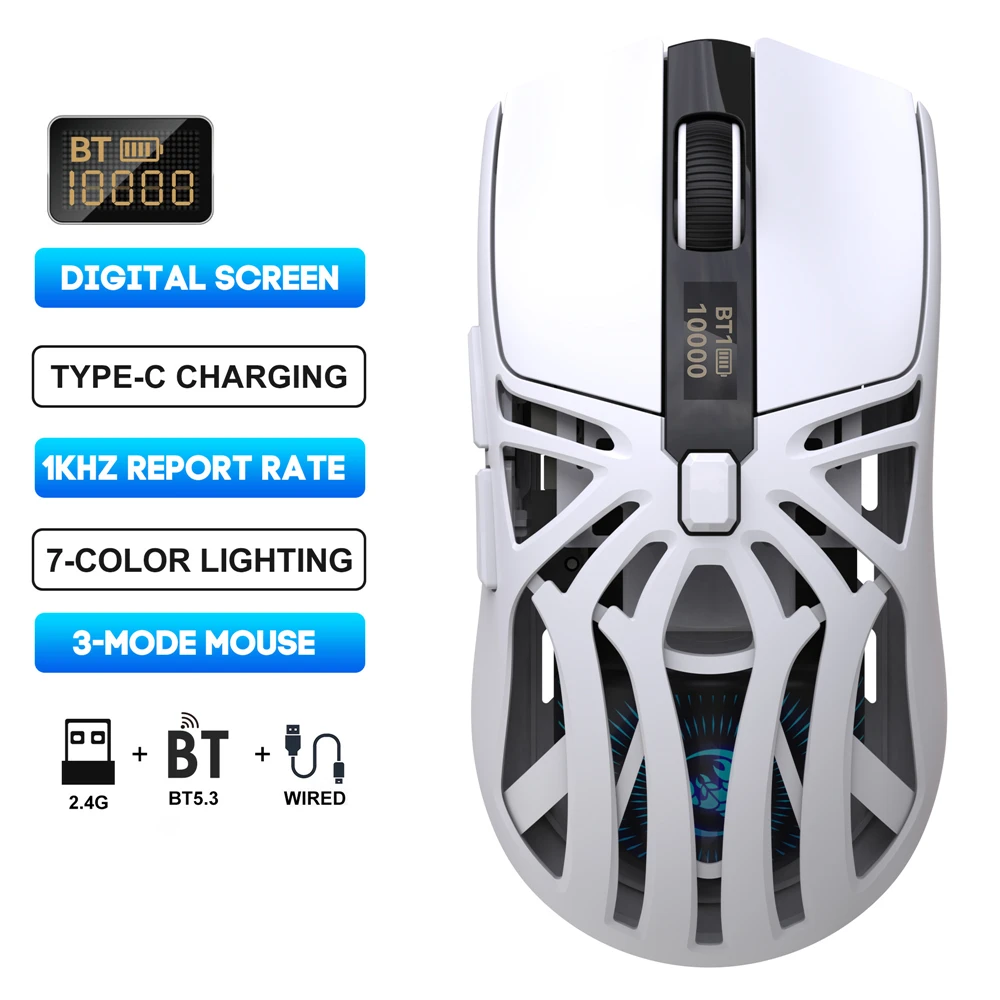 New T400 3-mode wireless gaming mouse 1000HZ 500mAh rechargeable 10000DPI USB-type C macro optical office mouse for pc