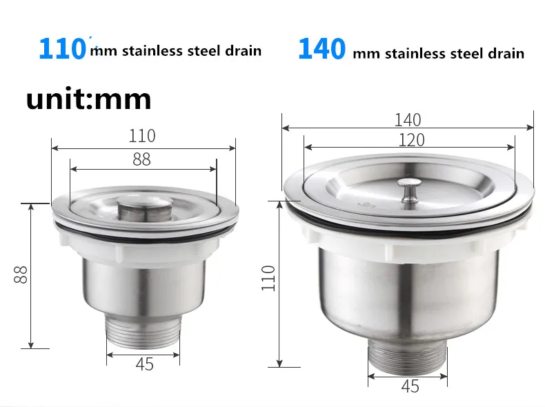 Stainless Steel Kitchen Sink Drain Filter Single Tank Sink Drain Pipe Deodorant Bathroom Drainage Accessories Kitchen Basket