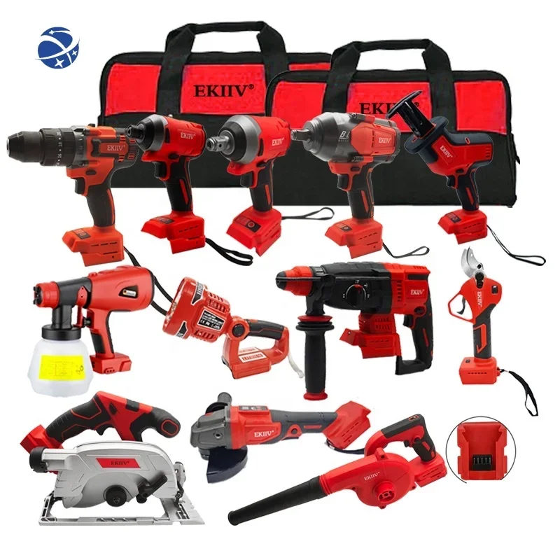 

Yun Yi Professional Power 18V Portable Lithium Electric Drill 13mm Cordless Power Drills Lithium Battery Tools Box Set Mechanic