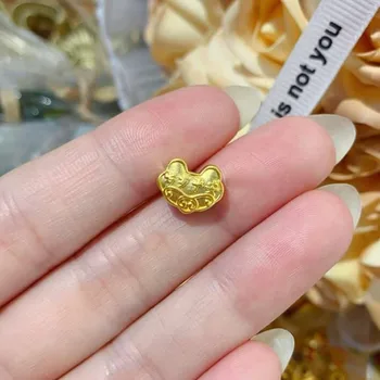 순수 24K 옐로우 골드 팔찌, 3D 골드 베이비 락 팔찌, 행운의 선물