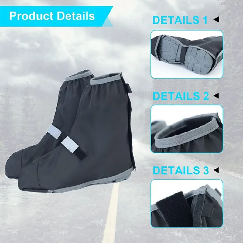 Rutschfeste, wasserdichte Regenschuhüberzüge, Überschuhe, wiederverwendbar, für den Außenbereich, Motorrad, Radfahren, Regenstiefel, regendicht, Sand, Staub, Schuhüberzug – Detail 12