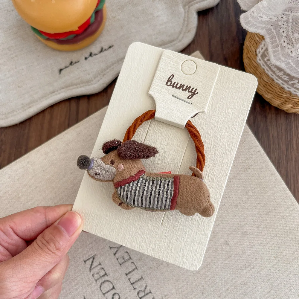 Cartoon Fabric Cute Dachshund Children's Hairpin High Elasticity Does Not Hurt Hair Rubber Band Hair Accessories New Hair Band