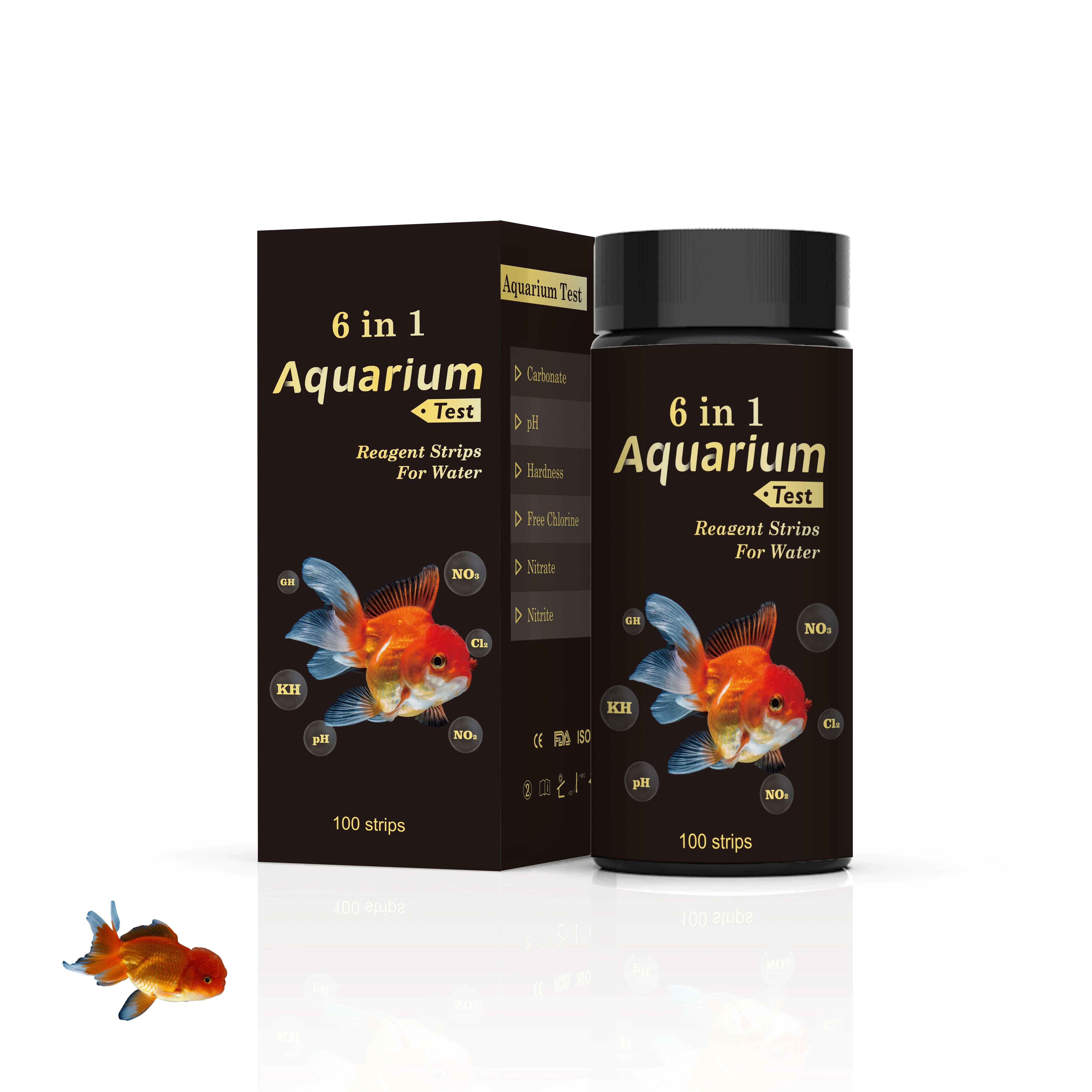 6 in1 Aquarium Ammonia Test Strips Fish Tank Test Kit for Nitrate Nitrite Hardness test strips