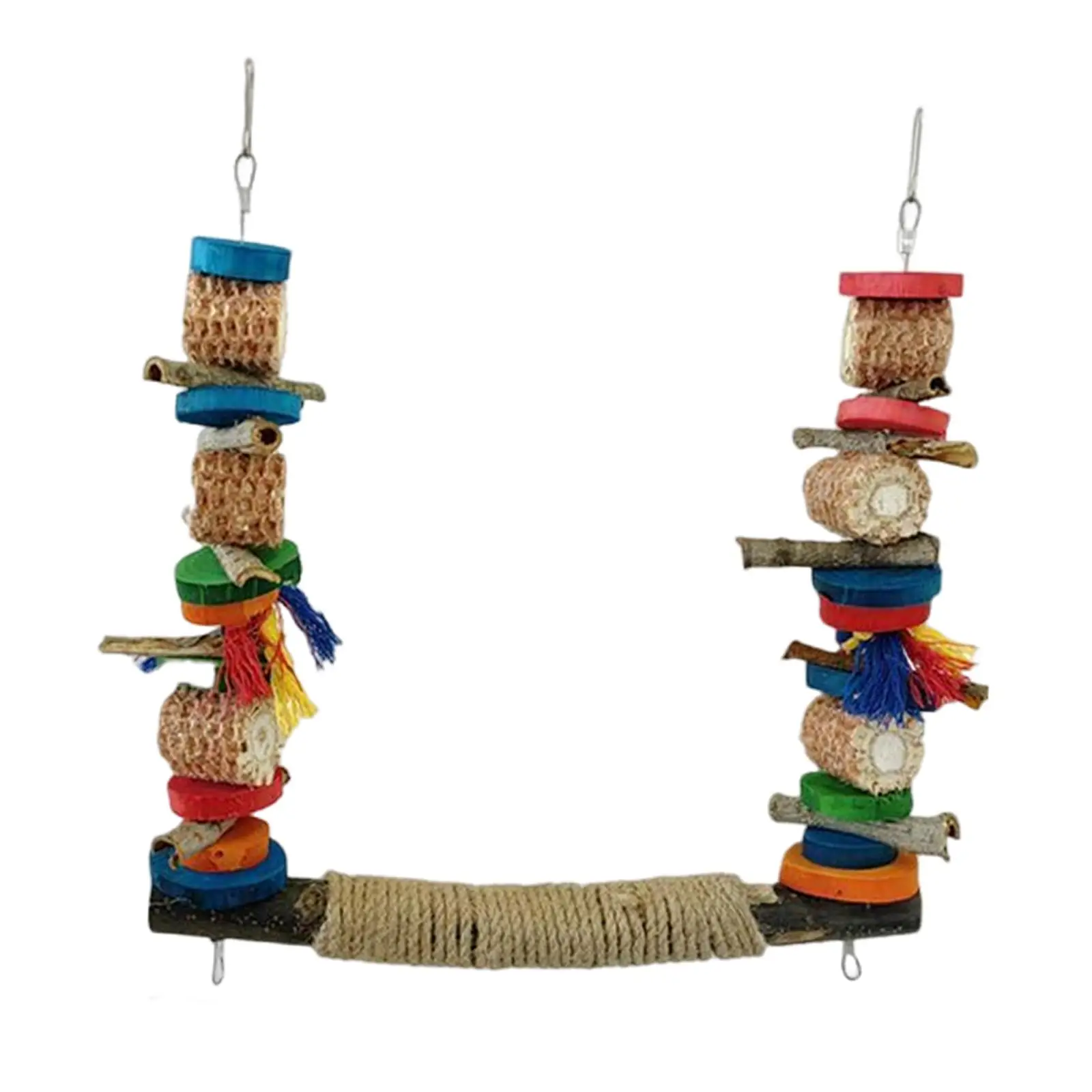 Bird Swing Stand Bird Toy Bird Perch Colorful Cage Hanging Toys Parrot Toy Cage Swing Wooden Perch for Parakeet Finch