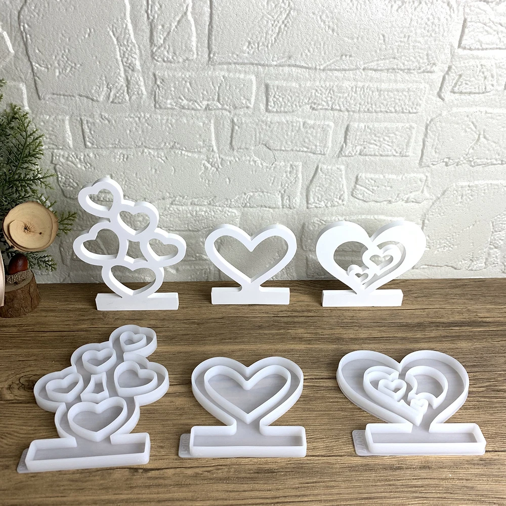Love Series Hollow Love Plaster Decoration Mold DIY Handmade Heart Shape Candle Gypsum Silicone Mold Valentine\'s Day Gift Decor