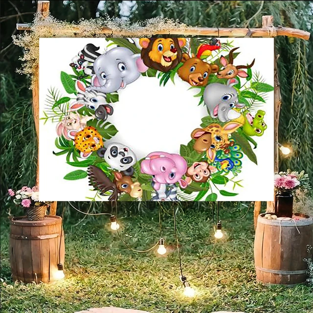 Jungle Animaux Toile de Fond Anniversaire FêTe DéCor Enfants un Anniversaire  DéCor Jungle ThèMe FêTe Fournitures