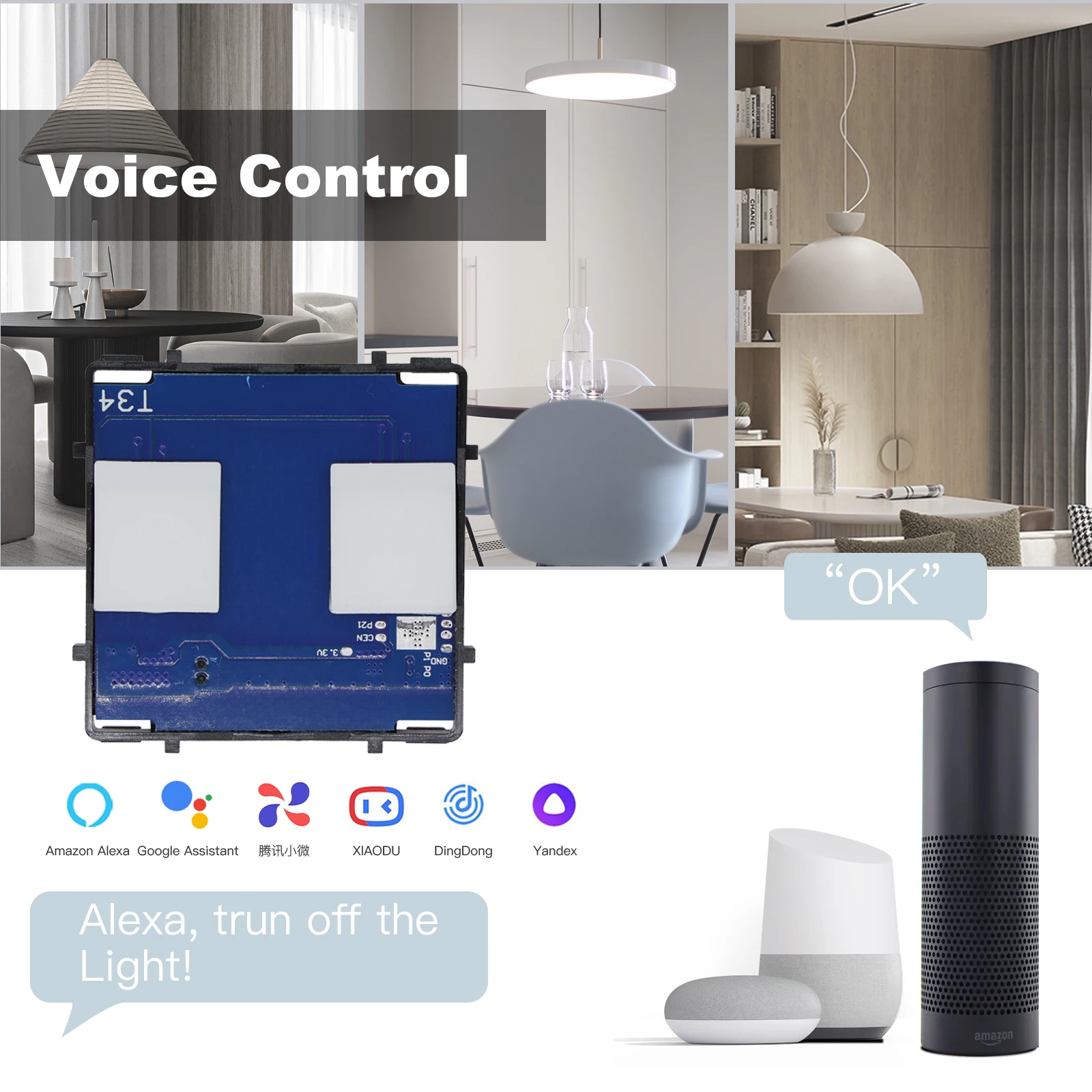 BSEED Interruptor de luz inteligente, interruptor táctil WiFi de 1 banda  con control de aplicación Smart Life y función de temporizador, protector  de