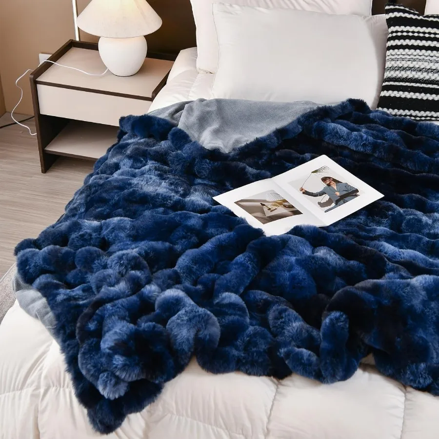 HD Faux Fur Throw Blanket for Couch: Fluffy Cozy Soft Plush Luxury Thick Fuzzy Fleece Blanket Perfect for Sofa Bed Sofa Bedroom