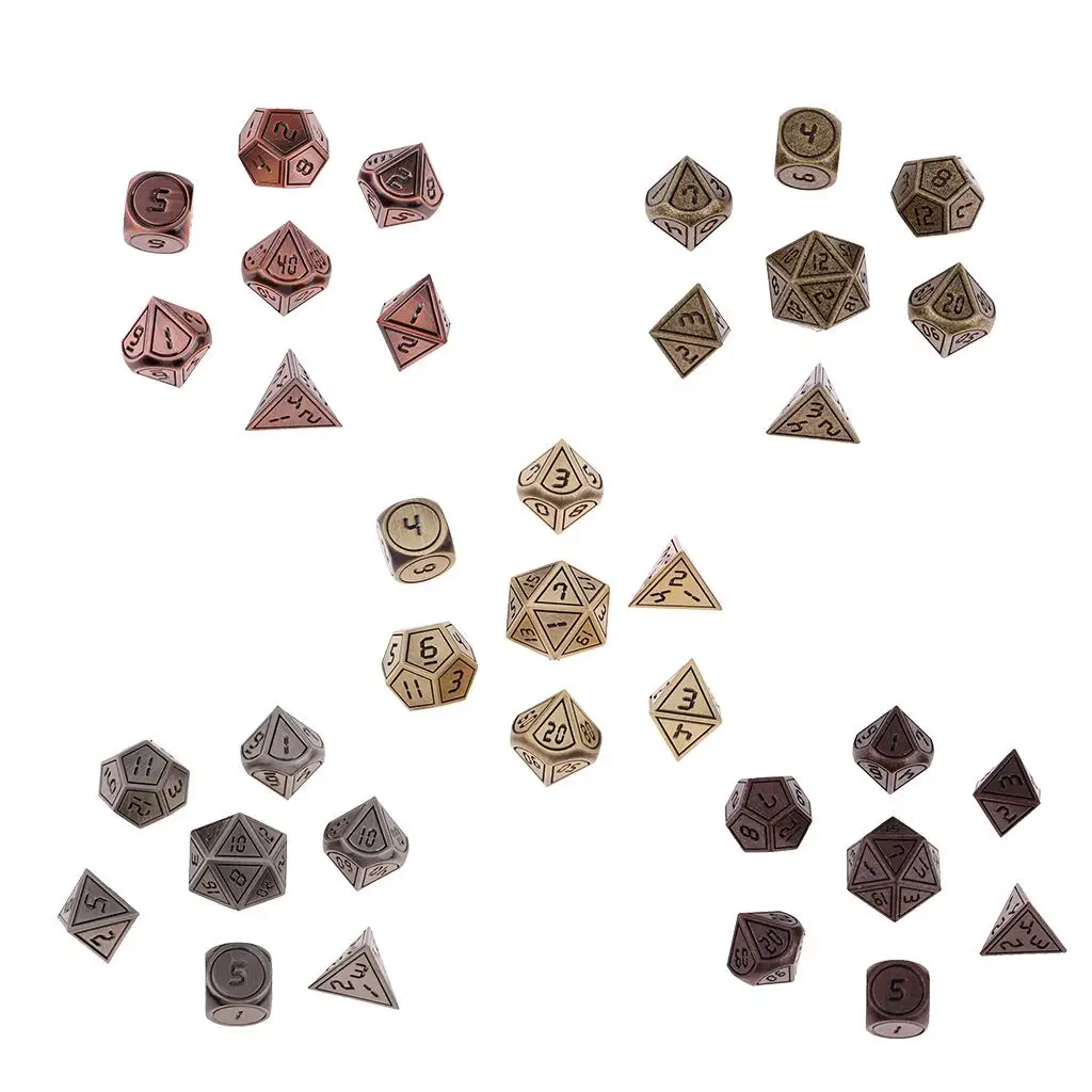 RPG Dice Set 7 Pieces Metal Polyhedral Dice Zinc Alloy Game Dice for Dungeon and Dragons Party Play RPG Dice Set 7 Pieces Metal Polyhedral Dice Zinc Alloy Game Dice for Dungeon and Dragons Party Play