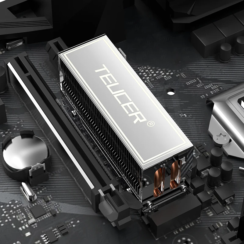 M2 2280 SSD Heat Sink Cooling Pad with Dual Heat Pipes