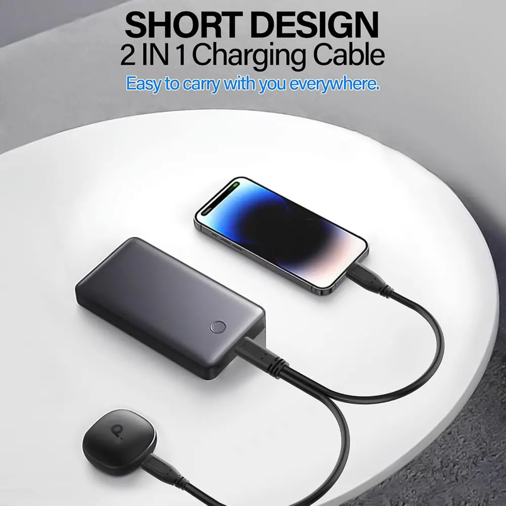 Compact Dual Output USB-C Charging Splitter Cable, 20cm