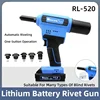 Electric Rivet Gun Rocol RL-520 Lithium Battery Automatic Rivet Gun Core Pulling Riveting Tool Stainless Steel Brushed Rivets 1