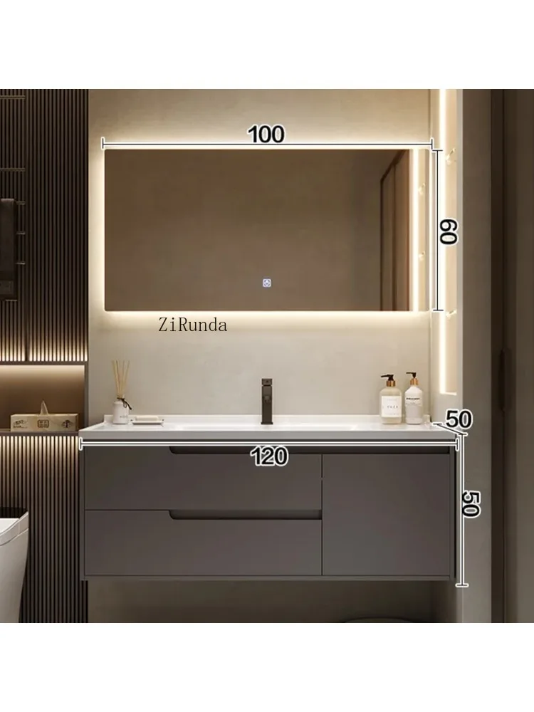 Rock Plate Bathroom Cabinets Wall-mounted Vanity Sink Smart Mirror Cabinets Storage Furniture Muebles