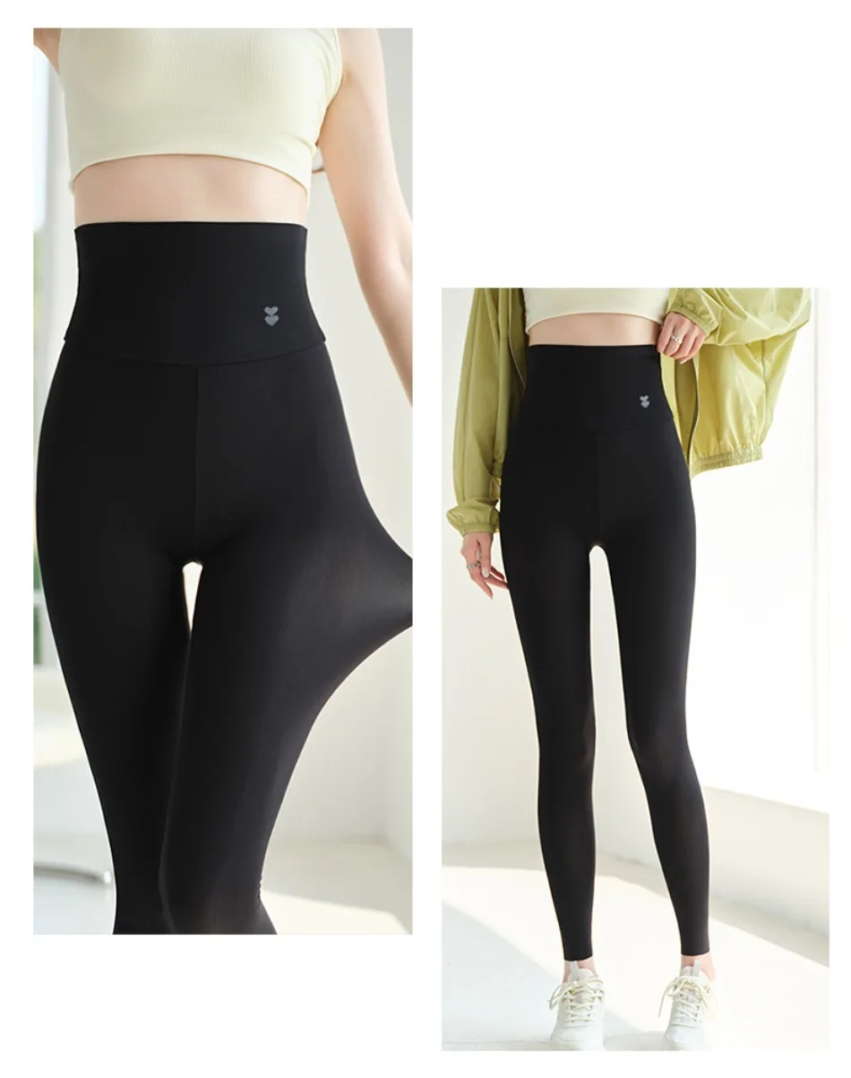 Ultra-thin Leggings Summer High Elastic Naked Feeling Sunscreen Casual Sports Fitness Yoga Pants Women's Sexy Black Skin Tights