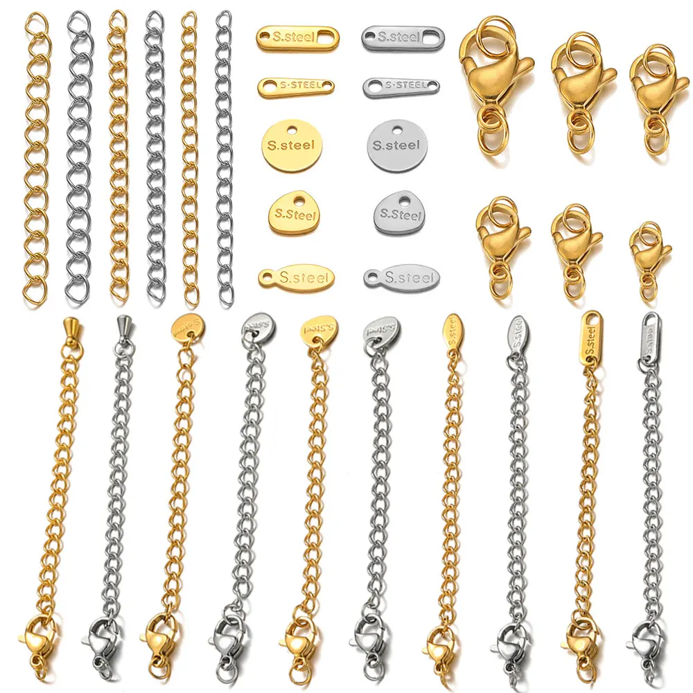 Stainless Steel Lobster Clasps Connector Extension Chains Link Jump Rings for Bracelet Necklace DIY Jewelry Making