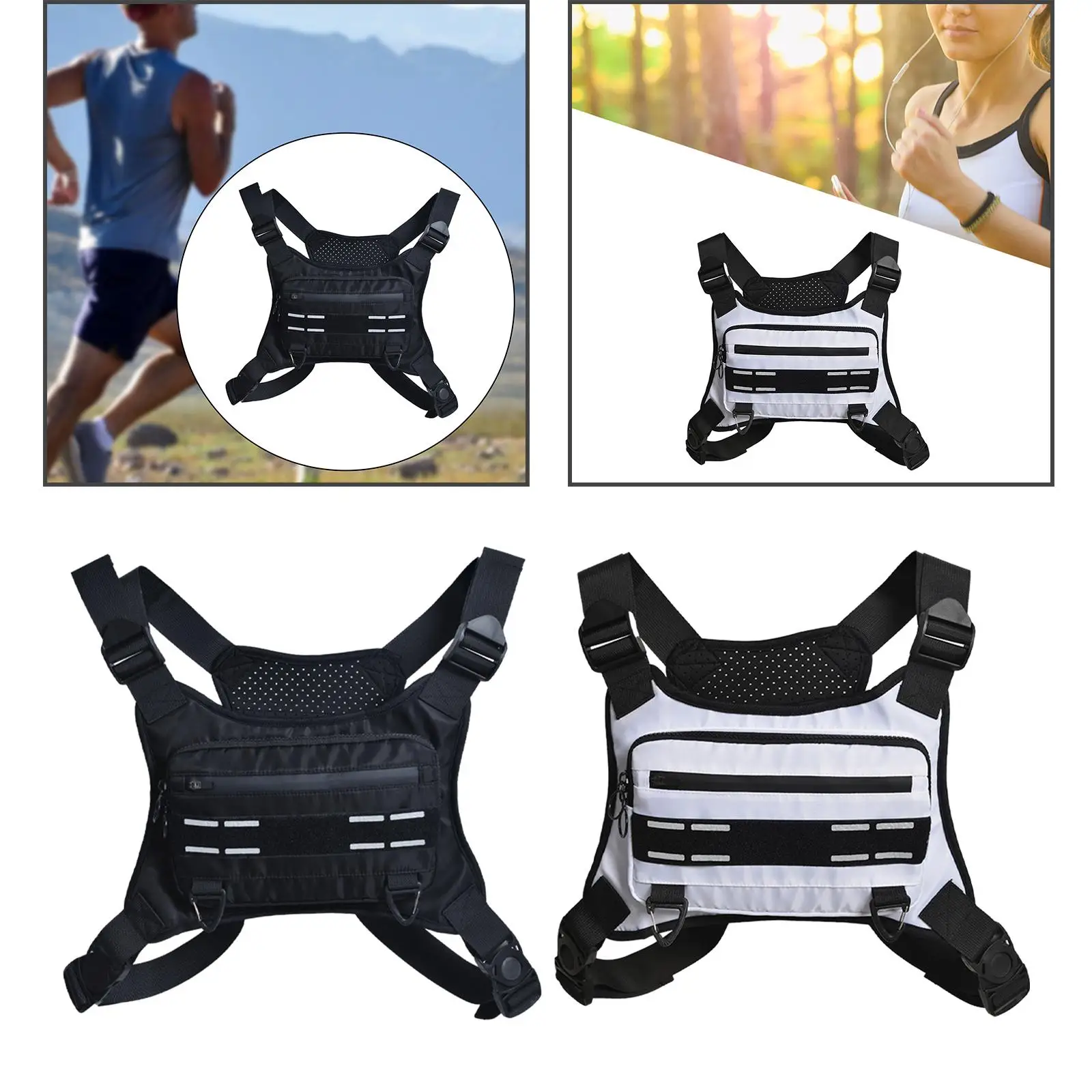 Chest Rig Bag with Adjustable Shoulder Straps Outdoor Multifunction Running Chest Pack for Camping Riding Hunting Sports Travel