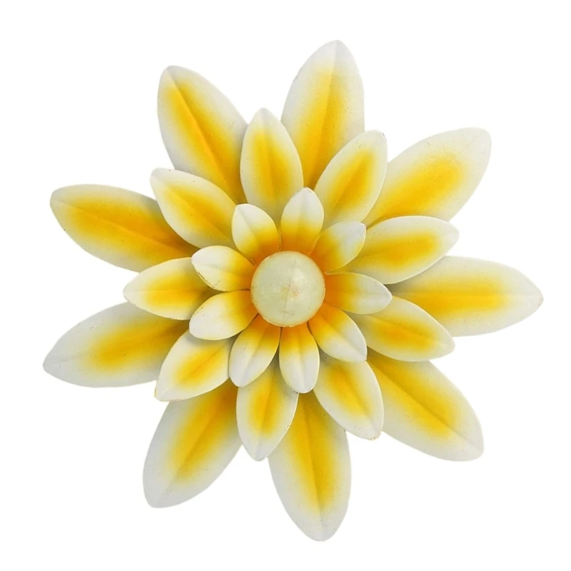H7ED Metall-Blumen-Wandkunst-Dekoration, mehrfarbiges Eisen-Sonnenblumen-Wandbehang-Ornament – Detail 9
