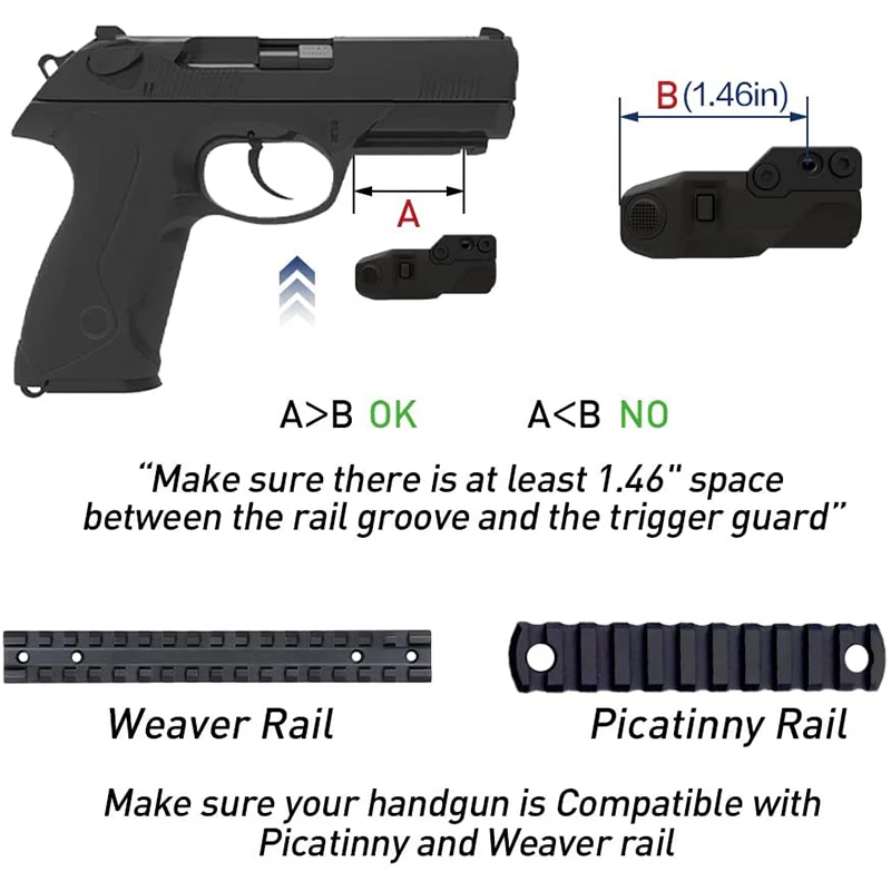 Low Profile Compact Tactical Rail Mount Green Laser Sight for Pistol Handgun Build-in USB Magnetic Touch Rechargeable Laser