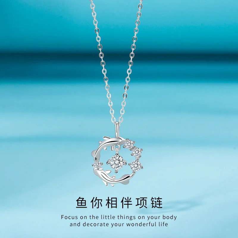 

Original fish you accompany s925 sterling silver necklace women's fashion design sense koi fish pendant