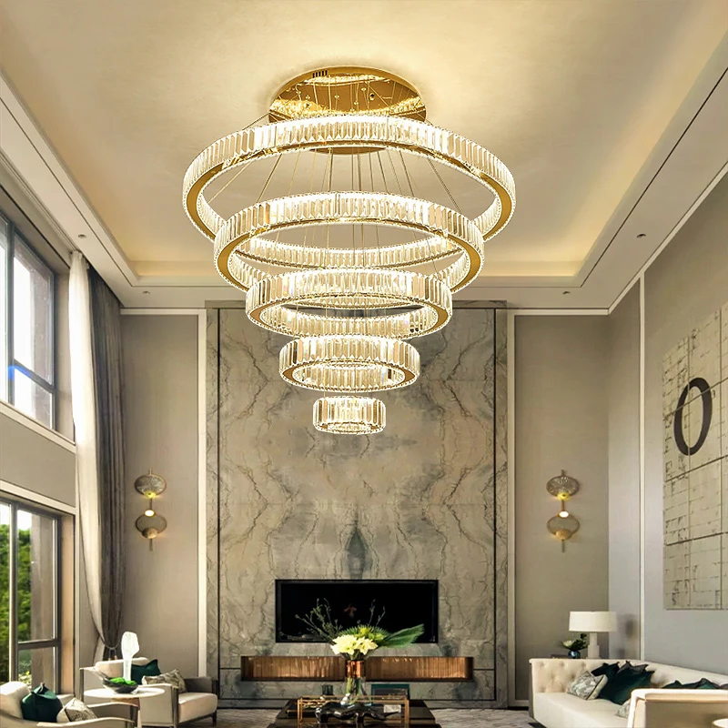 

Современная круглая подвесная хрустальная лампа вилла Лофт отель лобби дуплексный зал гостиная большие люстры освещение
