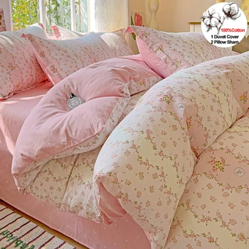 Ultra Soft Breathable Fade Resistant 100% Cotton Duvet Cover Set