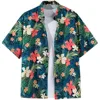 Retro Floral Short Sleeve Shirt Men Trendy Personalized Versatile Cool Five-point Sleeve Summer Hawaii Clothing Trend 5