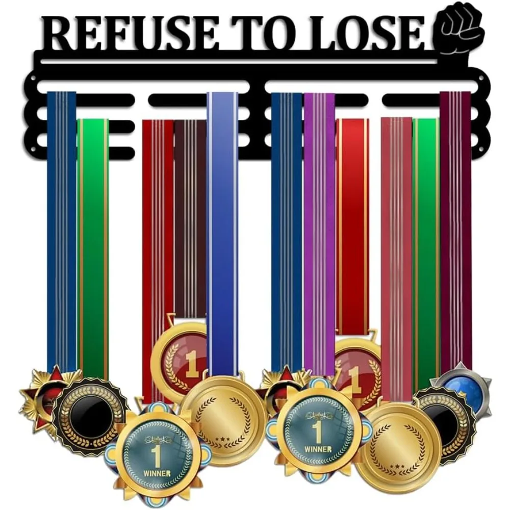 

Medal Hanger Holder Refuse to Lose Medal Display Rack Hanger Awards Ribbon Cheer 3 Lines Sport Award Rack Wall Mount Iron Frame