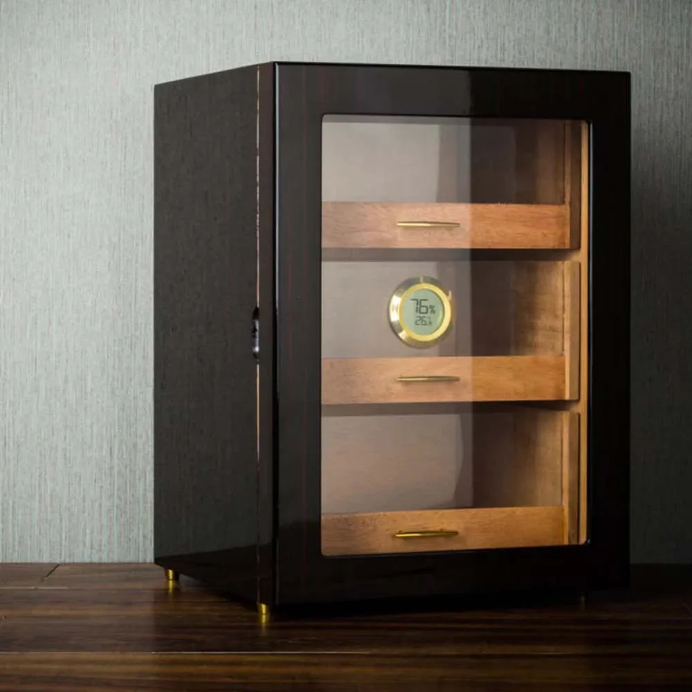 Small Cigar Cabinet Perspective Window Cedar Wood Cigar Cabinet Display Moisturizing Box Cooler Gabinete