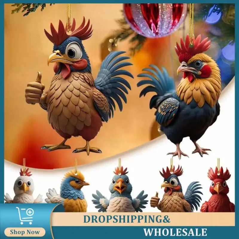 

Christmas Cock Unique Design Courtyard Chicken Decoration Acrylic Outdoor Decorations Popular Christmas Tree Ornaments Beautiful