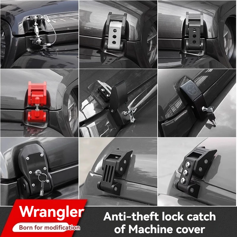 Suit For 07-24 Jeep Wrangler JK/JL Retrofit Cover Latch Hood Anti-theft Lock Accessories
