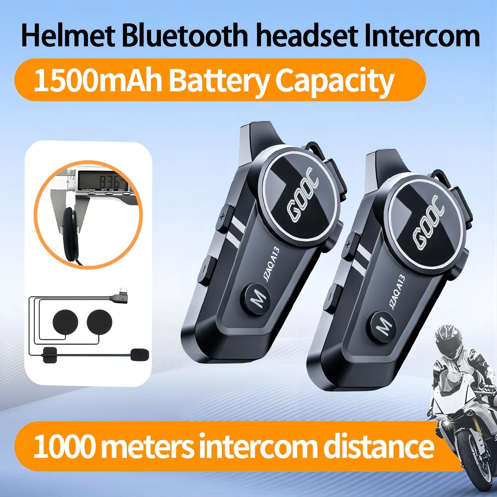 

Motorcycle Helmet Bluetooth Headset Helmet Speakers Intercom 2 Riders Noise Cancellation Speakers Communication Systems 2PC