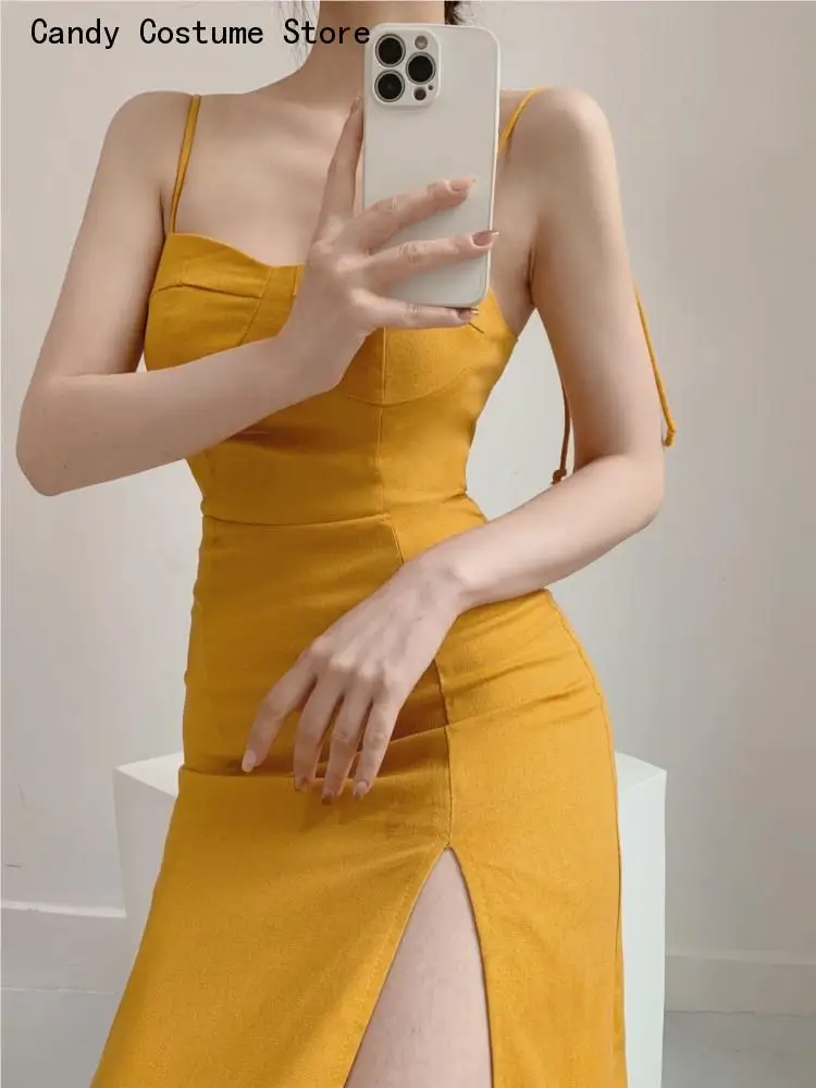 

Women Summer Midi Dress Sleeveless Elegant Spaghetti Strap Casual Sexy Vintage Party Vestidos Female Fashion Birthday Robe Cloth