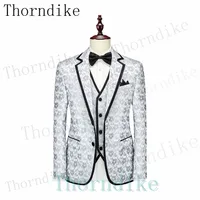 Thorndike New Costume Homme Popular Clothing Luxury Party Stage Men's Suit Groomsmen Regular Fit Tuxedo Jacket+Trousers+Vest 2