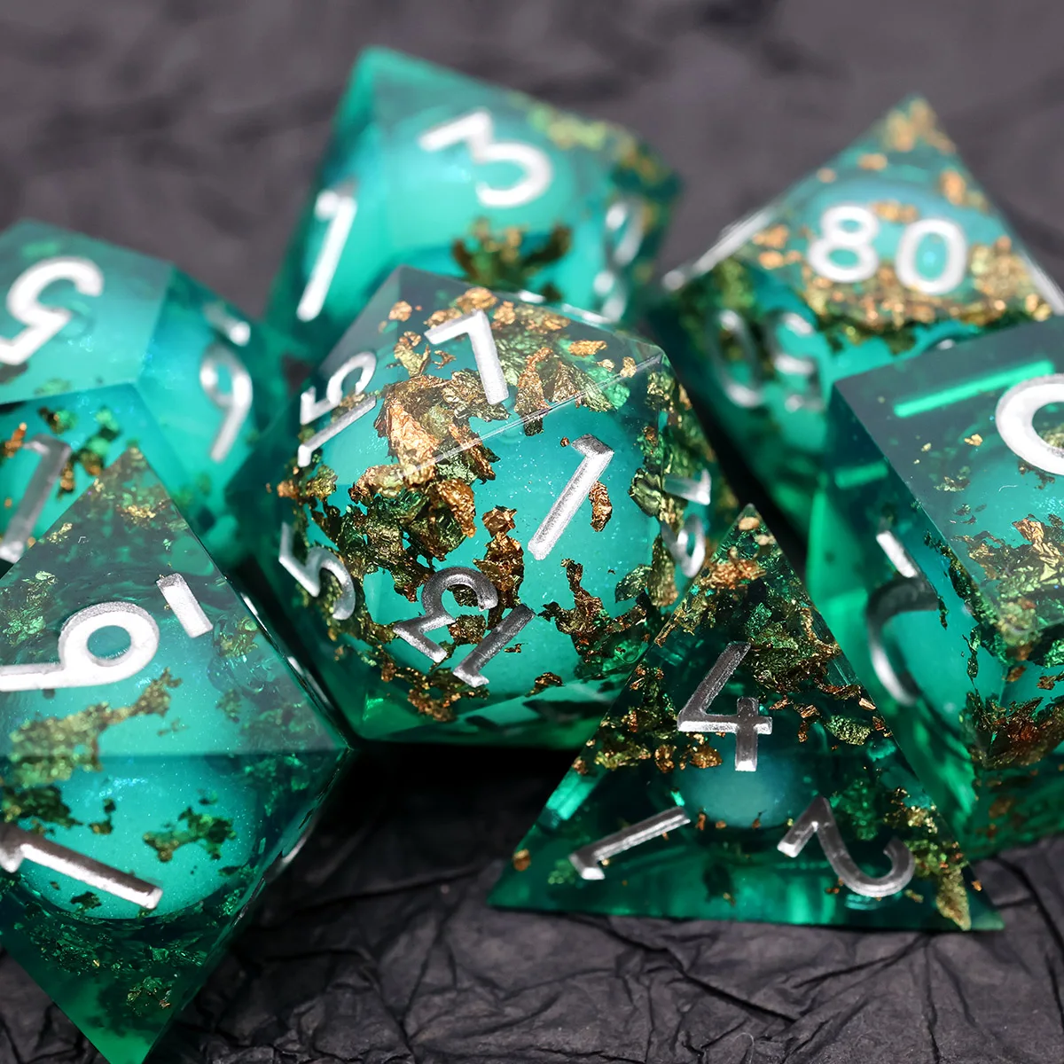 Role Playing Table Board Game 7 Pieces Full Set Polyhedral RPG Dice Sharp Edge Resin DND Dice Set