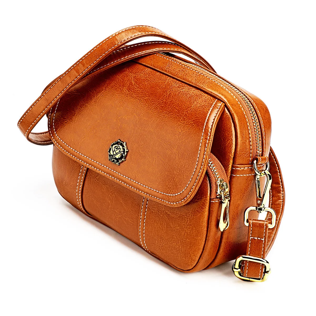 Shoulder Single Bag Women's Crossbody Leather Y2k High-Capacity Female Fashion Retro Style Messenger Cowhide Handbags For Women