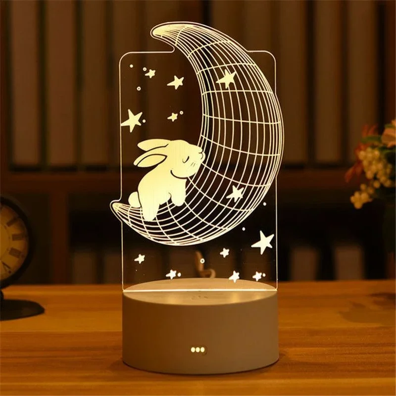 3D 시각적 환상 야간 조명 시각적 창의적 LED 책상 램프 USB 전원으로 변경