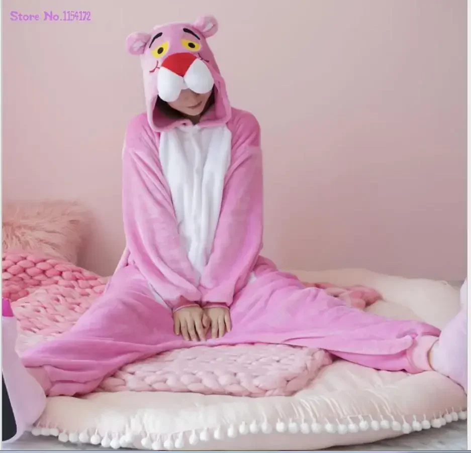 Blue Leopard Kigurumi Onesies Pajamas Unisex Leopard Pijamas Winter Women Nightwear Anime Costumes Adults Flannel Sleepwear