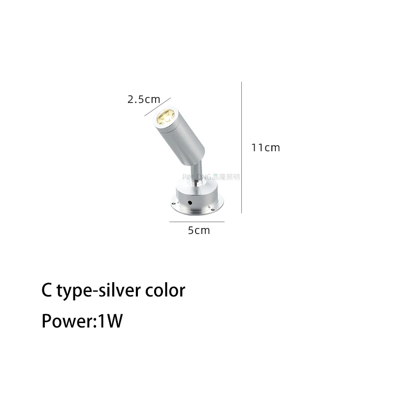 Mini LED-spot, DC 12V Mini-displaylamp 1W 30° Hoek Binnen Accent Up Lights Spotlight Sieraden Showcase Display Verlichtingsarmatuur (Warm licht