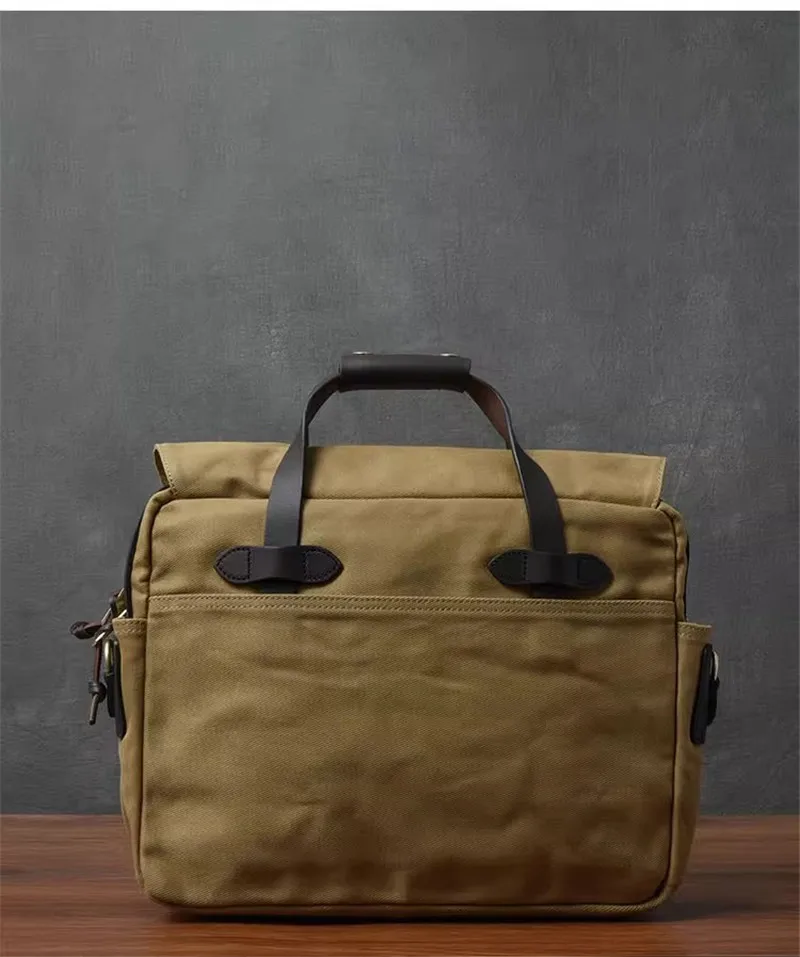 PNDME organizer vintage high quality canvas genuine leather men's briefcase business travel work large capacity laptop handbag