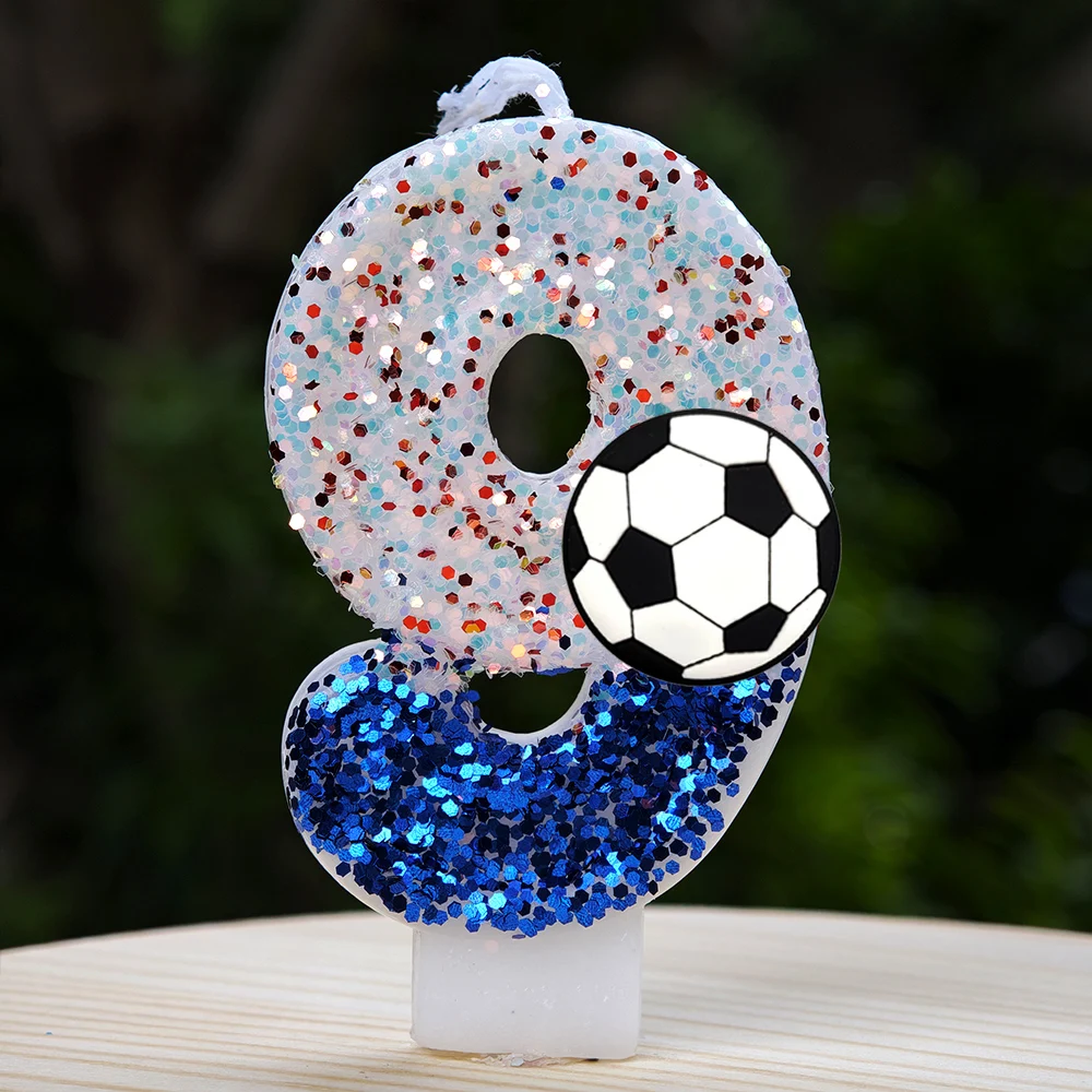 3D Fußball-Kerze Fußballball-Kerze Kuchendekoration für Sportthemen-Partys Kinder Jungen Geburtstagsfeier-Zubehör – Detail 10