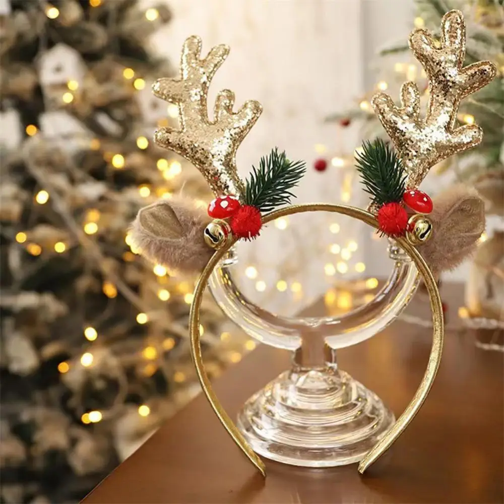 Description Picture 2 of itemChristmas Headbands Sequins Reindeer Antlers Ears Hair Clips For Women Girl Halloween Party Cosplay Light Headdress Headwear