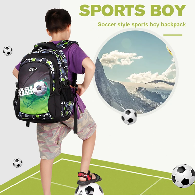Top Quality Orthopedic Boys School Bags Football Pattern Backpacks Children Kids Satchels Boys Shoulder School Bag Kids Packsack 6