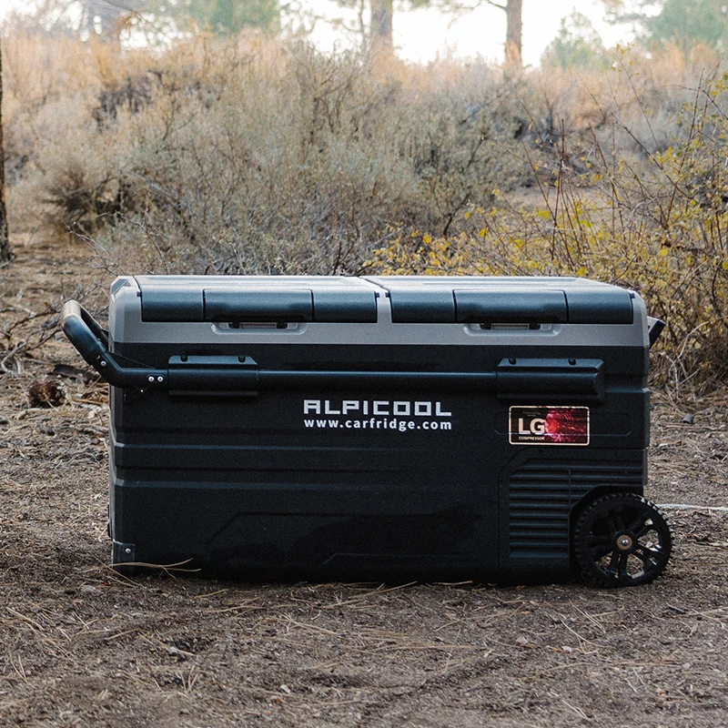 Alpicool TWW75 75 LITER DC 12V camping dual zone portable freezer with wheels and handle compressor car fridge