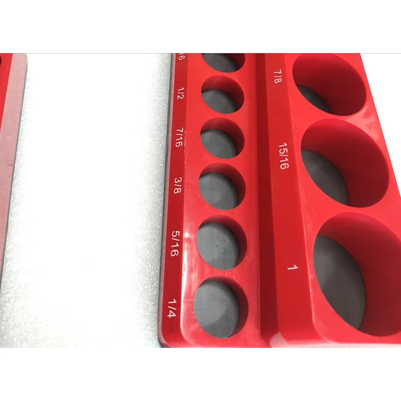Red Magnetic Sockets Storage Rack 1/4In 3/8In 1/2In Plastic Socket Display Holder Kit Professional Metric British Tool Organizer 6